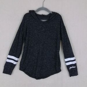 Justice Girls Lightweight‎ Knit Hoodie Size 7 in Black White
